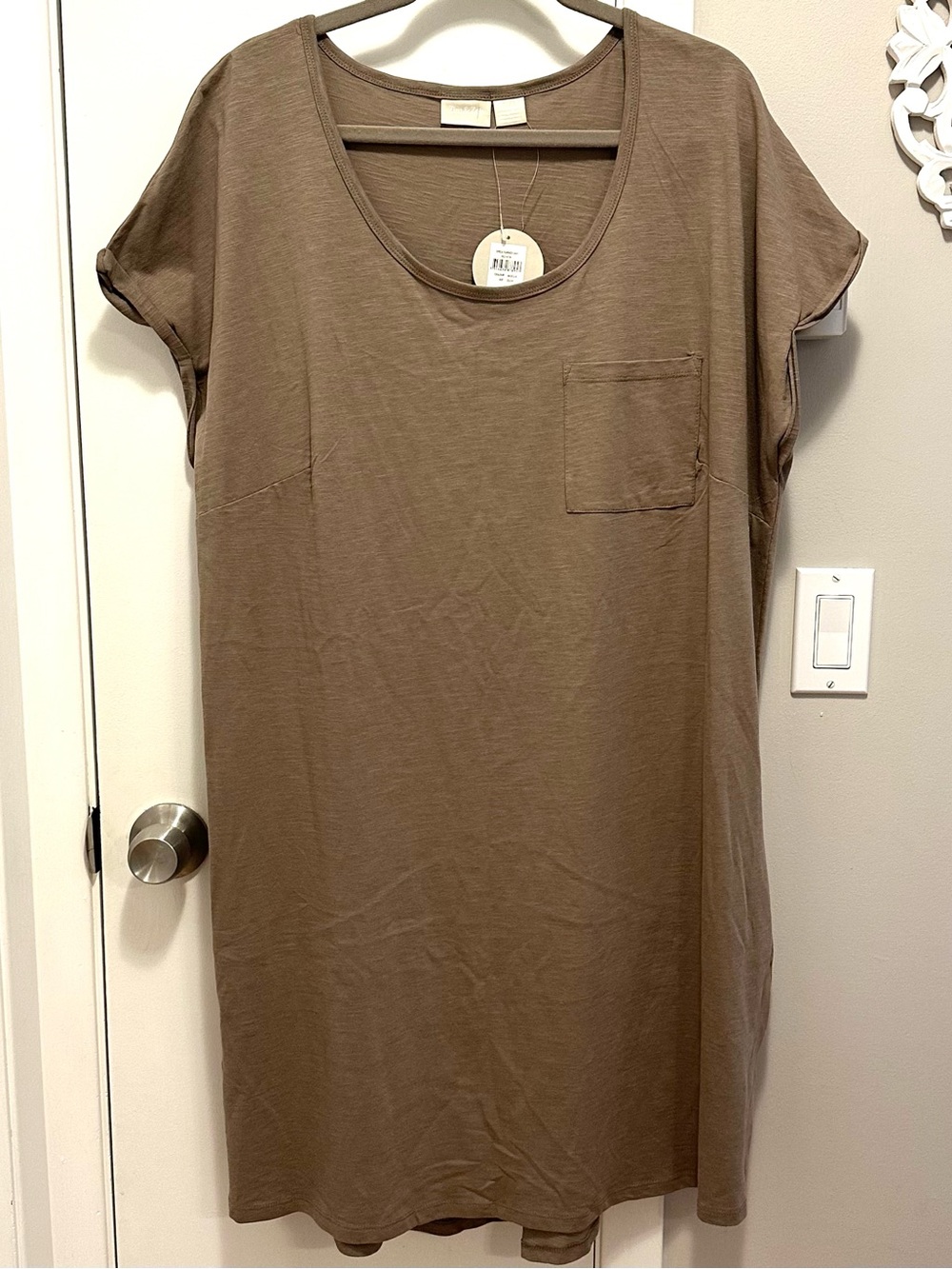 Zim & Zoe Mocha Brown Cotton T-Shirt Dress Summer Day 22/24 Plus Mocca